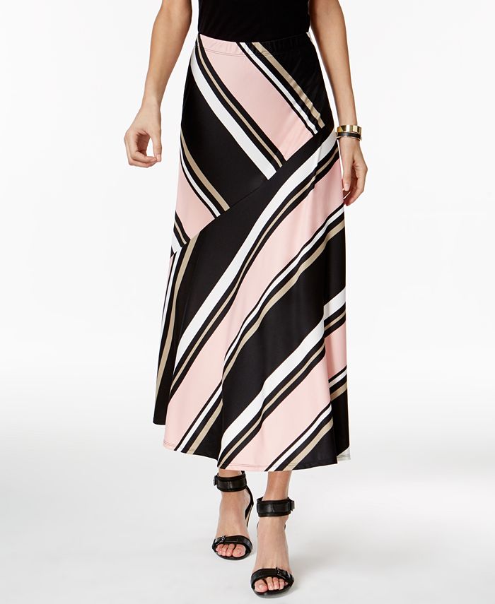 NY Collection Petite Striped Maxi Skirt - Macy's