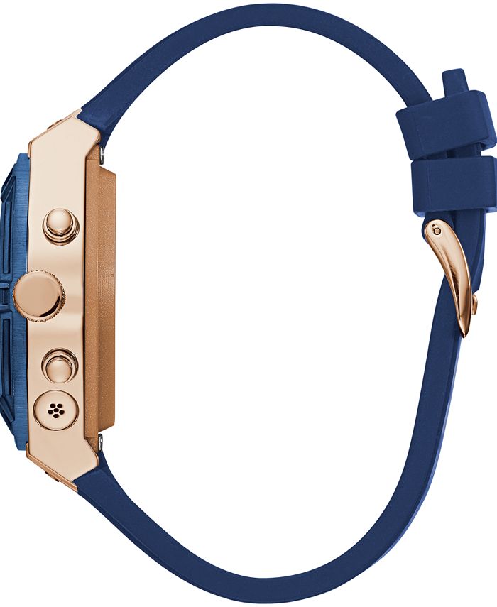GUESS Women s Analog Digital Connect Blue Silicone Strap Smart