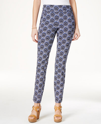 Charter Club Cambridge Medallion-Print Pull-On Pants, Only at Macy's