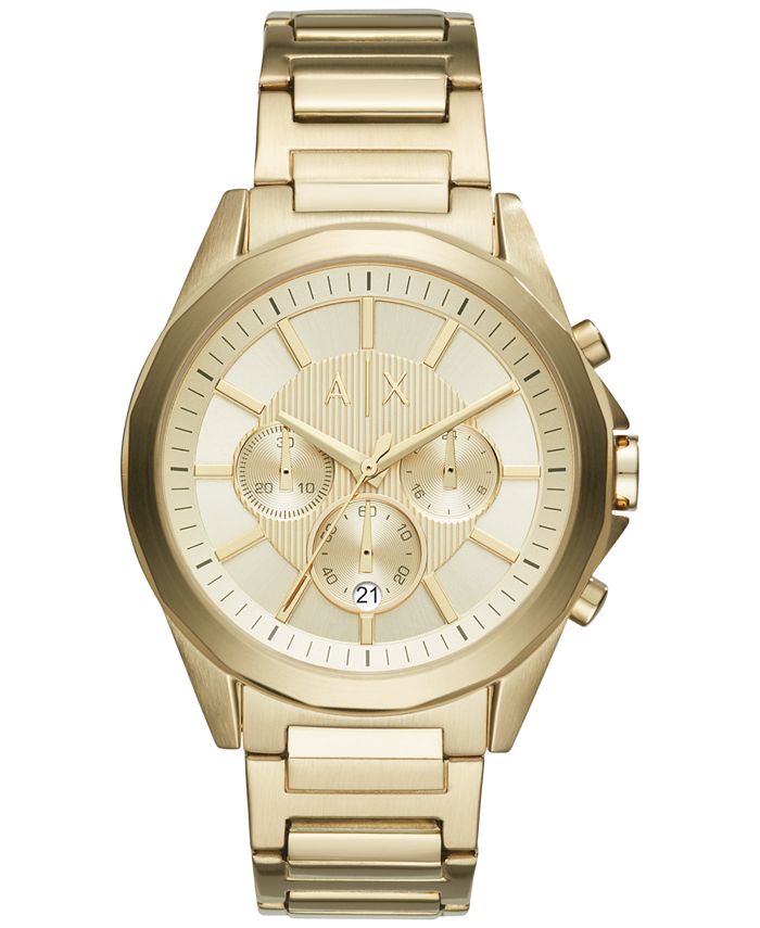 A|X Armani Exchange Men's Gold-Tone Stainless Steel Bracelet Watch 44mm ...