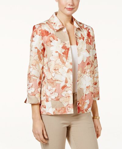 Alfred Dunner Just Peachy Floral-Print Jacket