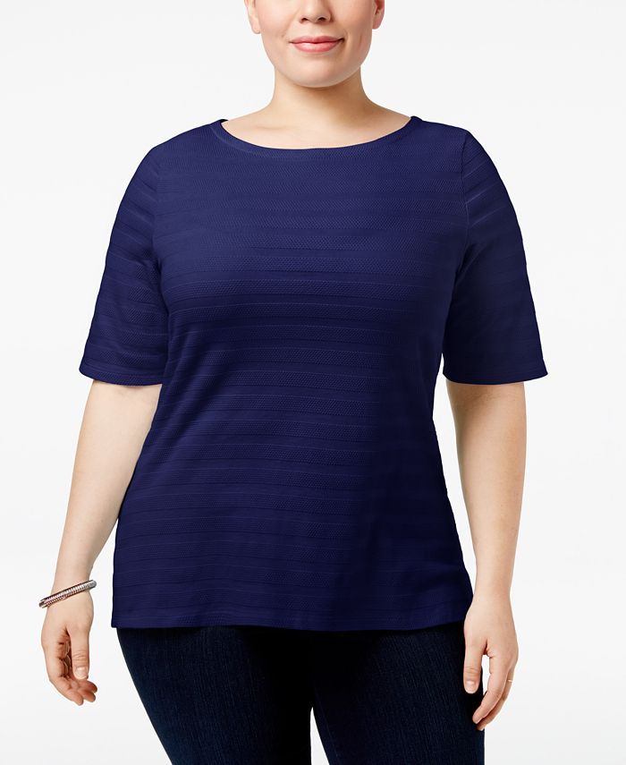 Charter Club Plus Size Cotton Textured Top Created for Macy s