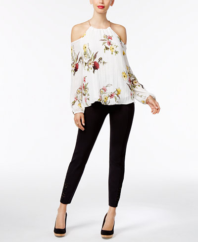 Thalia Sodi Cold-Shoulder Hardware Top & Lace-Trim Pants, Only at Macy's
