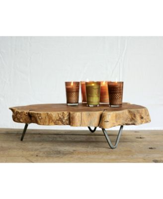 3R Studio Raw-Edged Wood Slab Tray with Metal Feet