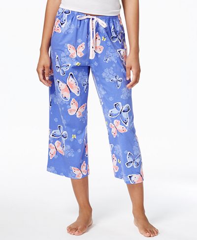 Hue Printed Cotton Knit Capri Pajama Pants