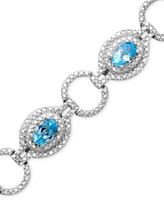 Macy's - Sterling Silver Bracelet, Blue Topaz (4-3/4 ct. t.w.) and Diamond Accent