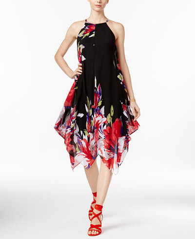 INC International Concepts Petite Floral-Print Handkerchief-Hem Dress, Only at Macy&#39;s - Dresses ...