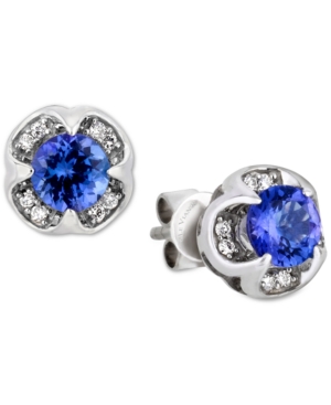 image of Le Vian­ Blueberry Tanzanite (1 ct. t.w.) & Diamond Accent Stud Earrings in 14k White Gold