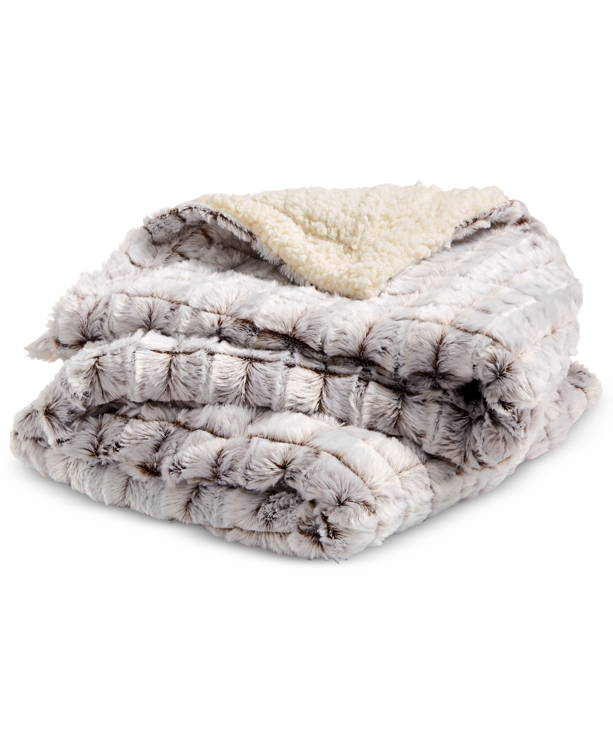 Royal Luxe Reversible Micromink To Faux-sherpa Tie-dye Throw, 50" X 60", Exclusively At Macy's In Cream,brown