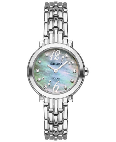 Seiko Women's Solar Tressia Diamond Accent Stainless Steel Bracelet Watch 23mm SUP353