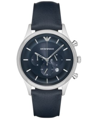 Emporio Armani - Men's Chronograph Blue Leather Strap Watch 43mm AR11018