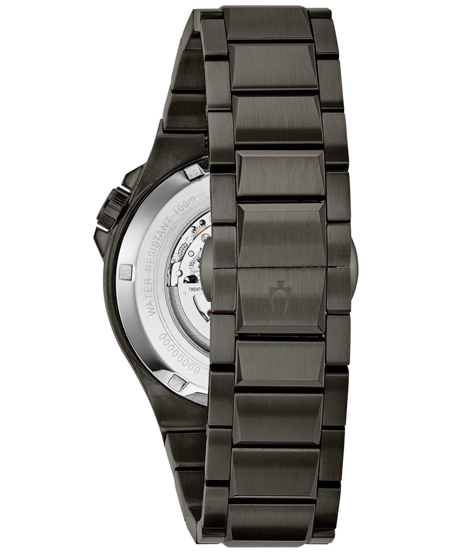 Мужские часы Bulova Automatic Gunmetal Stainless Steel Bracelet Watch 46mm 98A179 — фото 3