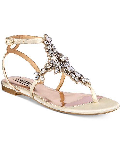 Badgley Mischka Cara Embellished Flat Evening Sandals & Reviews ...