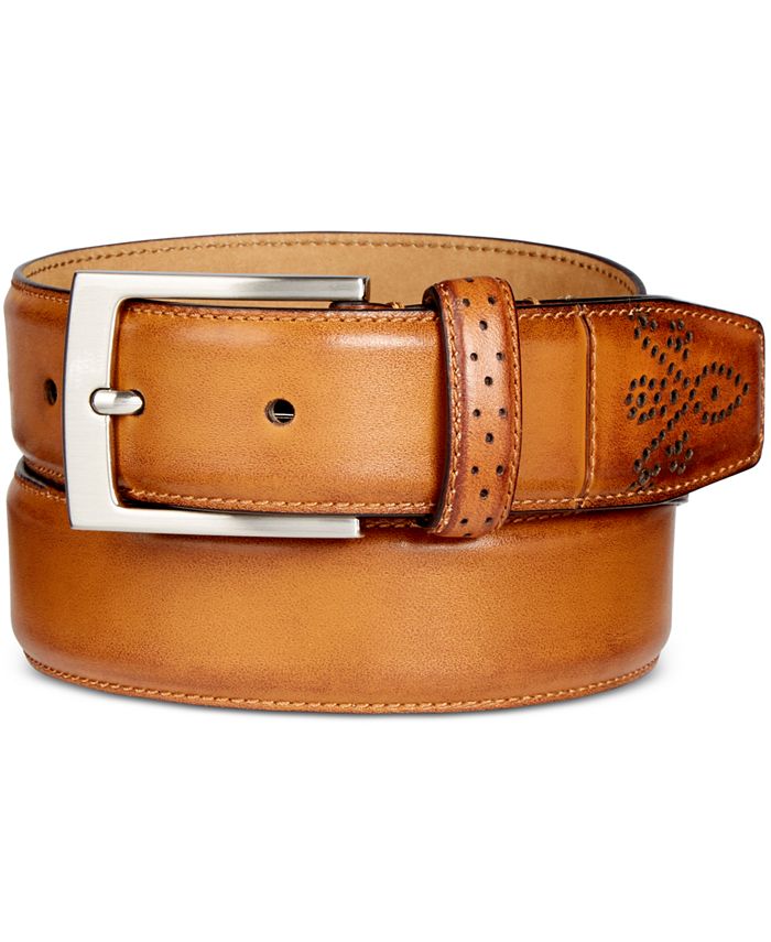 Tasso Elba Mens Leather Professional Dress Belt Brown Size 42