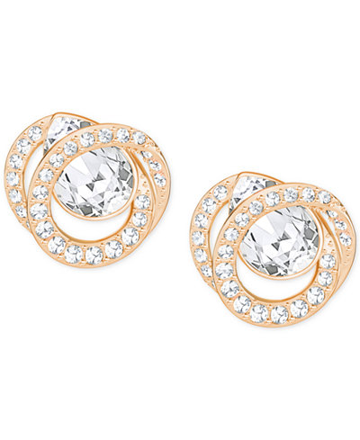 Swarovski Rose Gold-Tone Crystal Stud Earrings