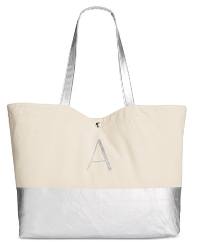 Cathy's Concepts Personalized Silver Metallic Color Dipped Tote Bag