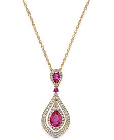 Ruby (1-1/4 ct. t.w.) and Diamond (1/2 ct. t.w.) Pendant Necklace in 14k Gold (Also available in Sapphire and Emerald)