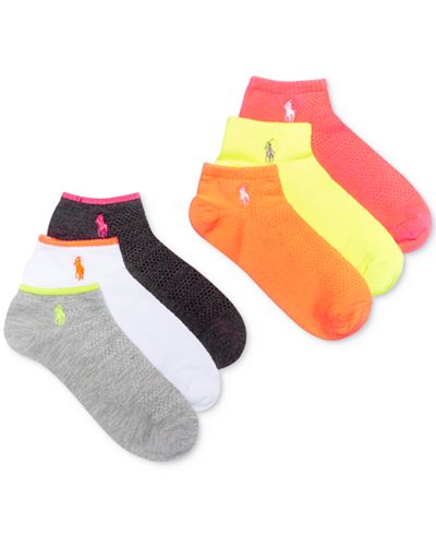 Polo Ralph Lauren Women's 6-Pk. Contrast Tipping Mesh-Knit Socks
