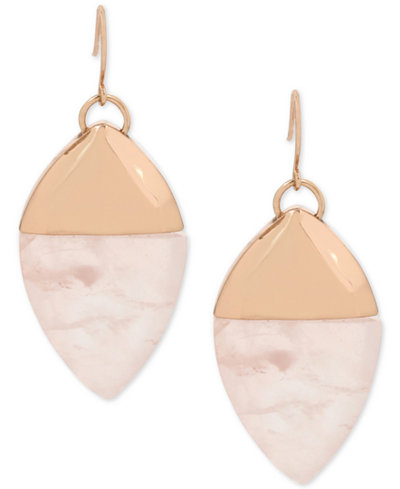 Kenneth Cole New York Rose Gold-Tone Pink Stone Drop Earrings