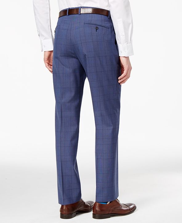 Ryan Seacrest Distinction Men's Blue Herringbone Plaid Suit Pants ...