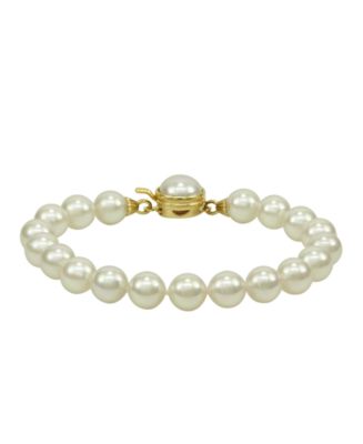 Majorica Pearl Bracelet, 18k Gold over Sterling Silver Organic Man Made ...