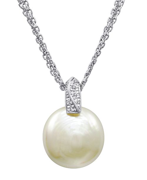 Majorica Pearl Necklace Sterling Silver And Organic Man Made Pearl Pendant With Cubic Zirconia Accents Reviews Necklaces Jewelry Watches Macy S