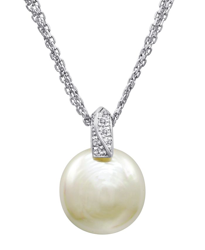 Majorica Pearl Necklace, Sterling Silver and Organic Man Made Pearl ...