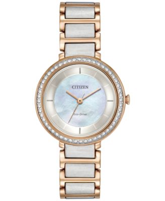 Citizen - Women's Silhouette Crystal Jewelry Two-Tone Stainless Steel Bracelet Watch 30mm EM0483-89D