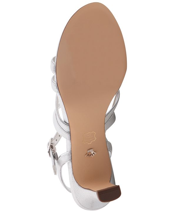 nina genaya strappy evening sandals taupe