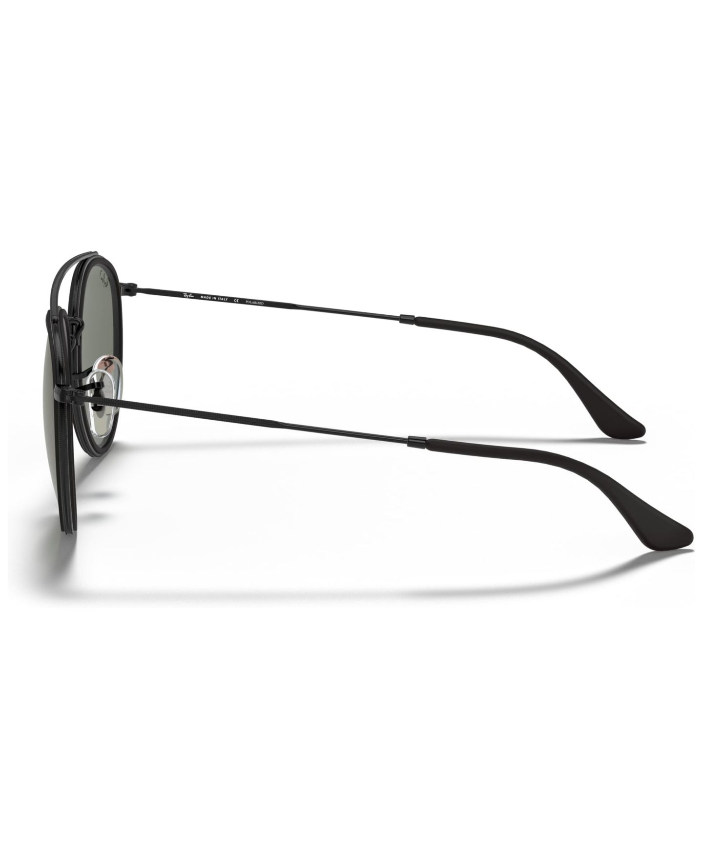 Женские солнцезащитные очки Ray-Ban Polarized Sunglasses, RB3647N Round Double Bridge, цвет: Чёрный / Зелёный — фото 2