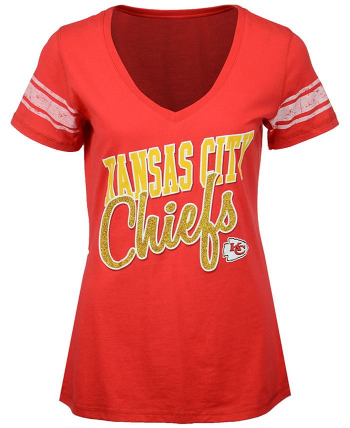 Kansas City Chiefs Women's V-Neck T-shirt Dress Casual Short Sleeve Sundress