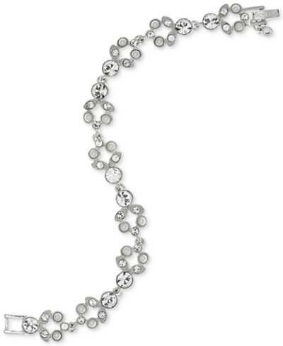 Givenchy Silver-Tone Crystal and Imitation Pearl Flex Bracelet