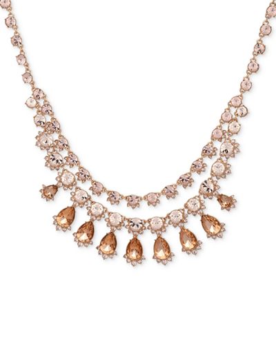 Givenchy Rose Gold-Tone Pink Stone Statement Necklace