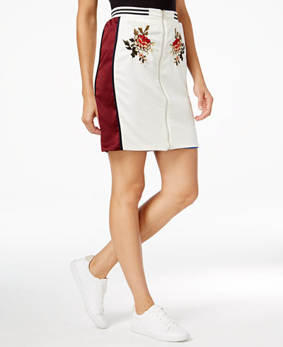 endless rose Embroidered Zip-Front Skirt