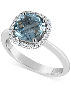 image of Aquamarine (2-1/4 ct. t.w.) and Diamond (1/5 ct. t.w.) Ring in 14k White Gold