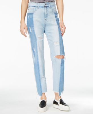 M1858 - Frida Ripped Light-Wash Straight-Leg Jeans