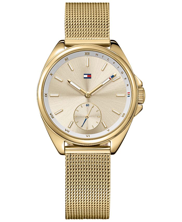 Tommy Hilfiger Women's Casual Sport Gold-Tone Mesh Bracelet Watch 36mm ...