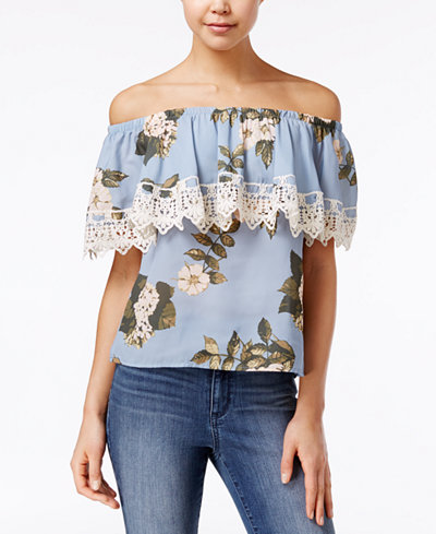 Say What? Juniors' Ruffled Off-The-Shoulder Top