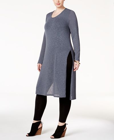 ING Trendy Plus Size Split-Side Tunic Sweater