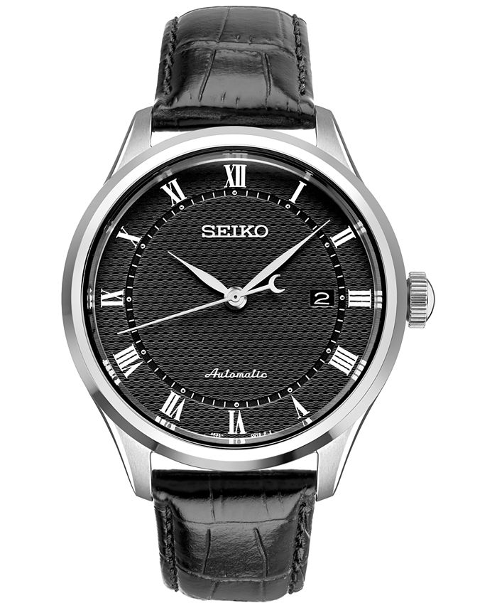 Seiko Men's Dress Automatic Black Leather Strap Watch 42mm SRPA97 & Reviews  - Macy's
