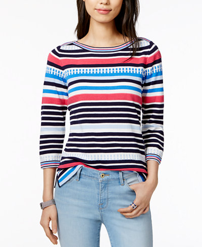 Tommy Hilfiger Striped Textured Sweater, Only at Macy's
