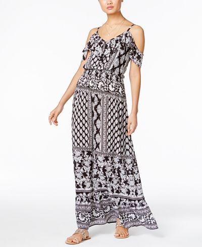 INC International Concepts Printed Off-The-Shoulder Maxi Dress, Only at Macy's