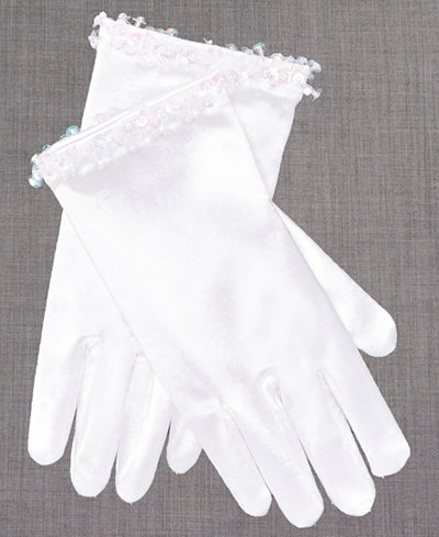 Blush by US Angels Satin Gloves With Crystals, Toddler, Little Girls (2T-6X) & Big Girls (7-16)