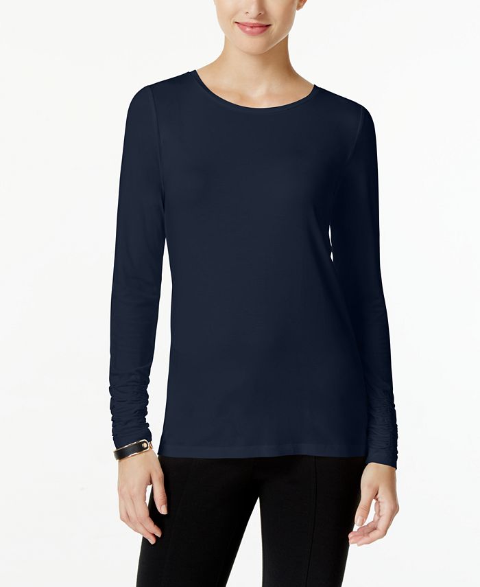 Alfani Long-Sleeve Ruched Top, Created for Macy's - Macy's
