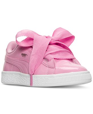 Puma Little Girls' Basket Heart Patent Casual Sneakers from Finish Line ...
