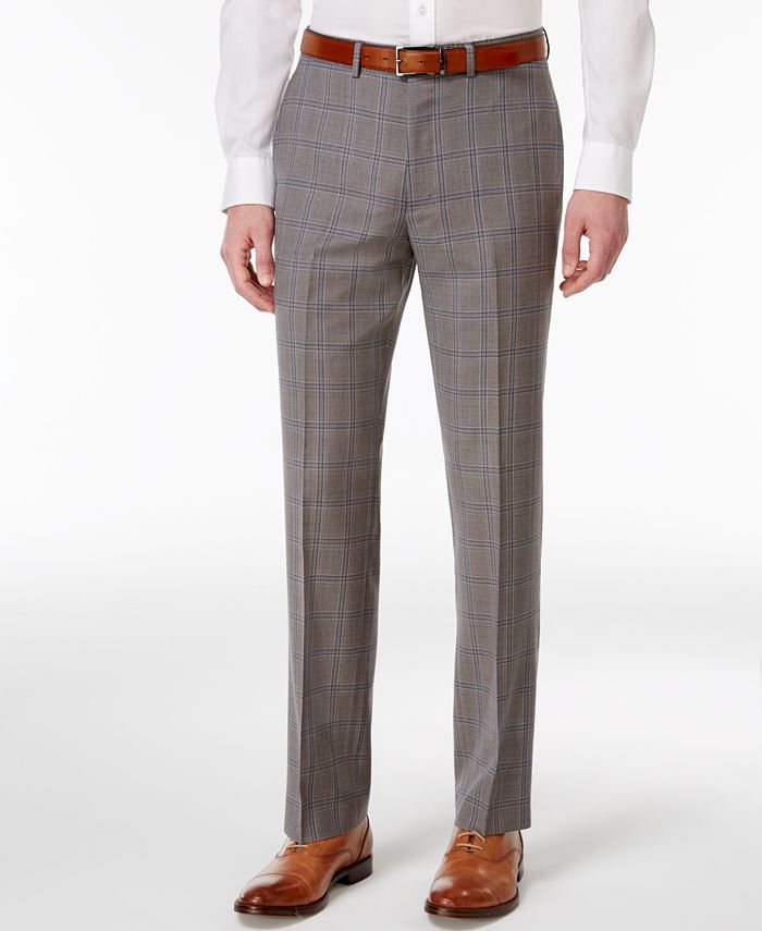 Ryan Seacrest Distinction Men's SlimFit Gray Plaid Pants, Created for