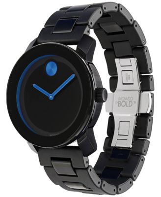 Movado Unisex Swiss Bold Large Black TR90 Polyurethane Bracelet Watch ...