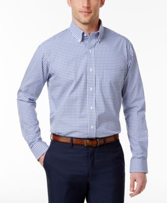 Club Room - Men's Estate Classic-Fit Wrinkle Resistant Holiday Gingham Dress Shirt, Only at Macy's