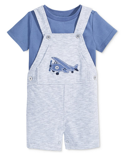 First Impressions 2-Pc. T-Shirt & Airplane Shortall Set, Baby Boys (0-24 months), Only at Macy's