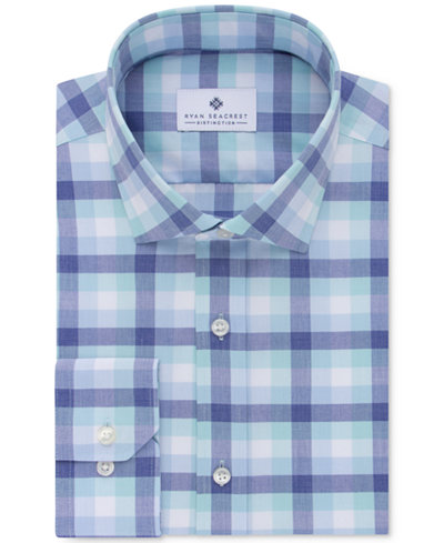 Ryan Seacrest Distinction™ Men's Slim-Fit Non-Iron Light Spearmint Check Dress Shirt, Only at Macy's